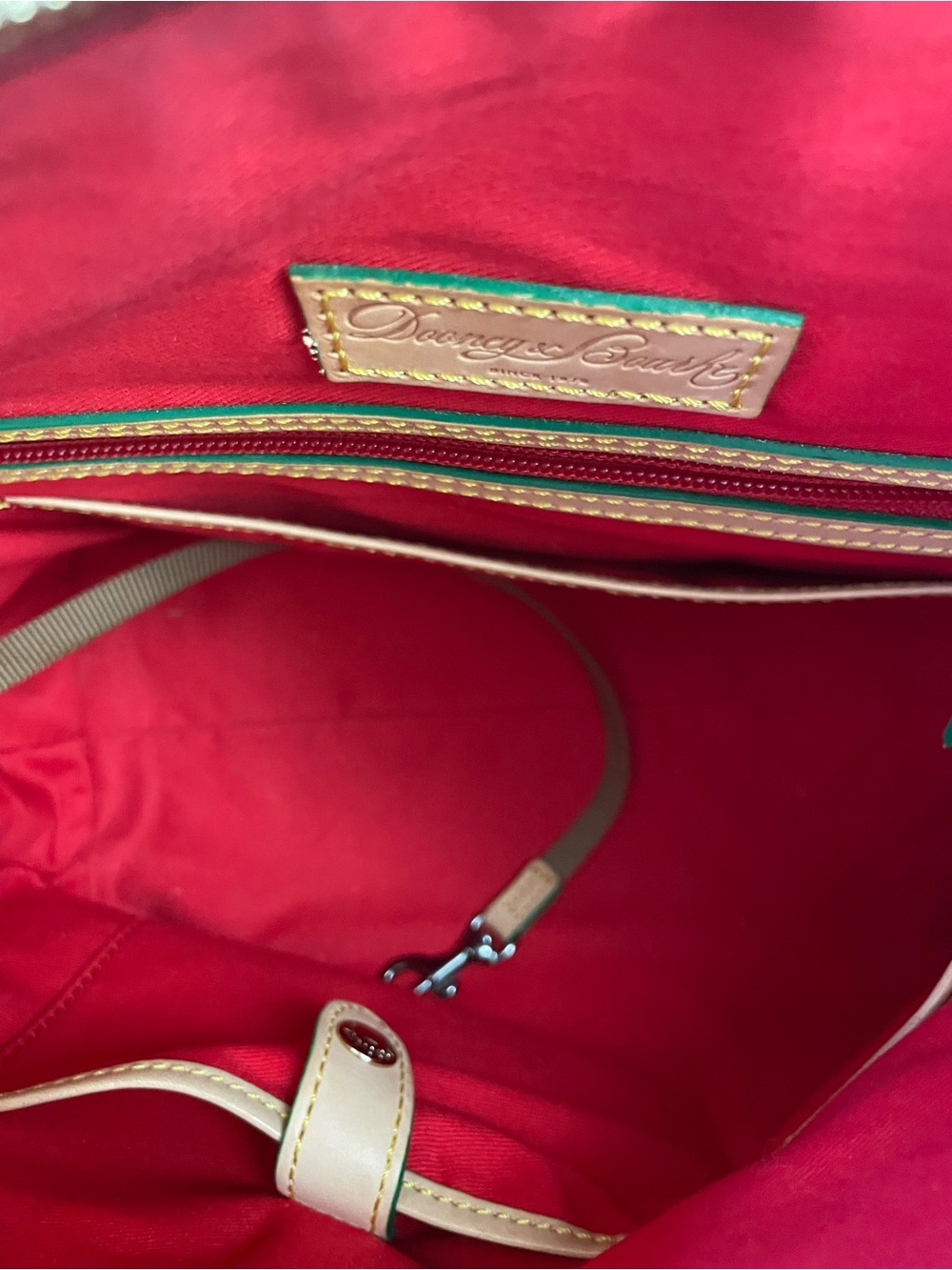 Dooney & Bourke satchel blue & white Pansies with a basket weave background. - Picture 12 of 15